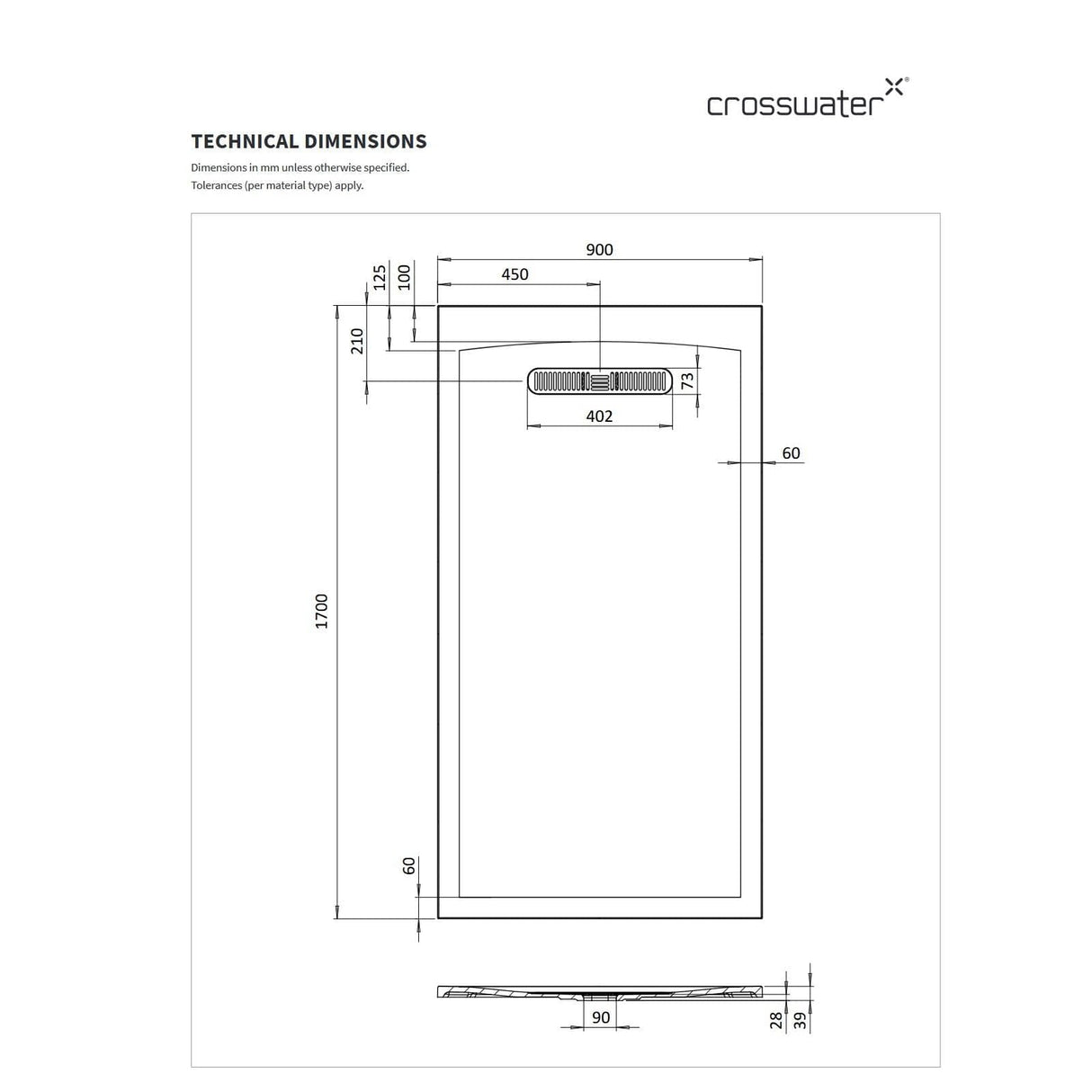 Crosswater Rectangle Shower Tray Crosswater Vito Rectangle 25mm Stone Resin Shower Tray