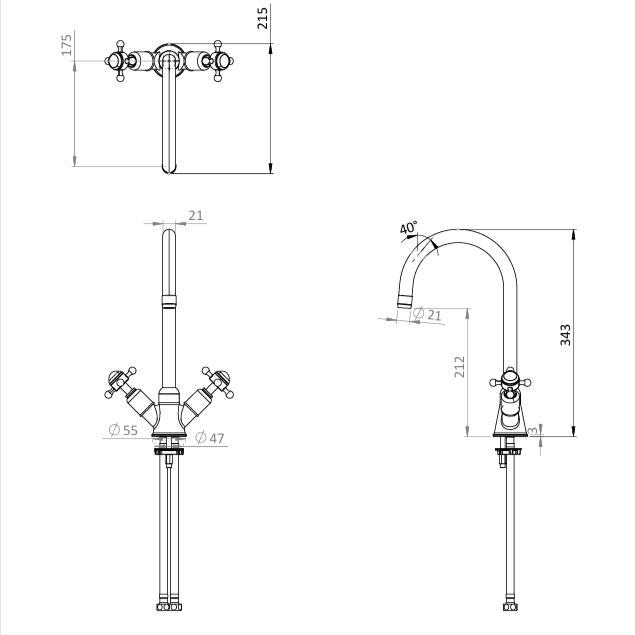 Crosswater Kitchen Tap Crosswater Belgravia Crosshead Dual Handle Kitchen Mixer Tap with Swivel Spout in Chrome