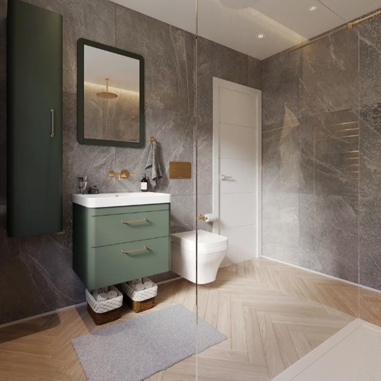 Saneux Wall Mounted Vanity Unit Saneux Hyde Vanity Unit With Basin - 600 x 460mm - Two Drawer - Wall Mounted