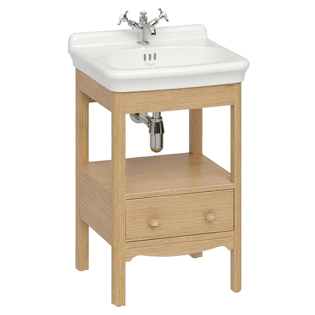 Burlington Floor Standing Vanity Unit Light Oak / 2 Hole Burlington Guild Floor Standing 560mm Vanity Unit with Basin
