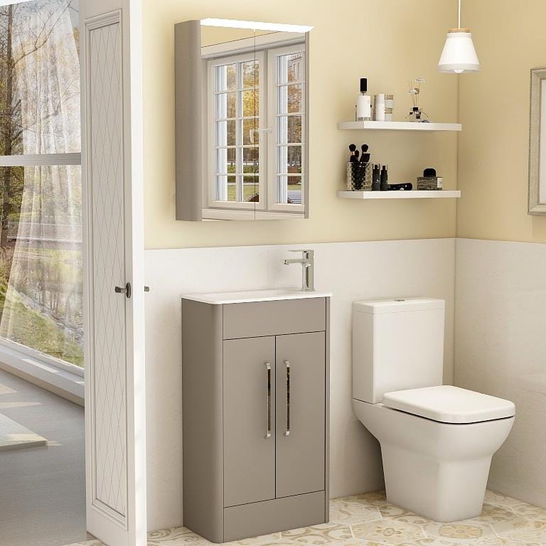 Imex Cloakroom Vanity Unit Matt Ash Imex Suburb Floor Standing 500mm Double Door Cloakroom Vanity Unit with Basin