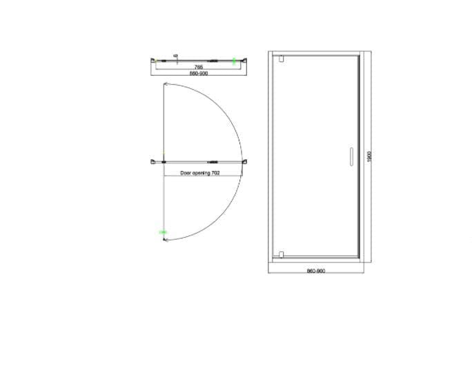 Crosswater Pivot Shower Door Crosswater Kai 6 Pivot Shower Door - 900mm Wide