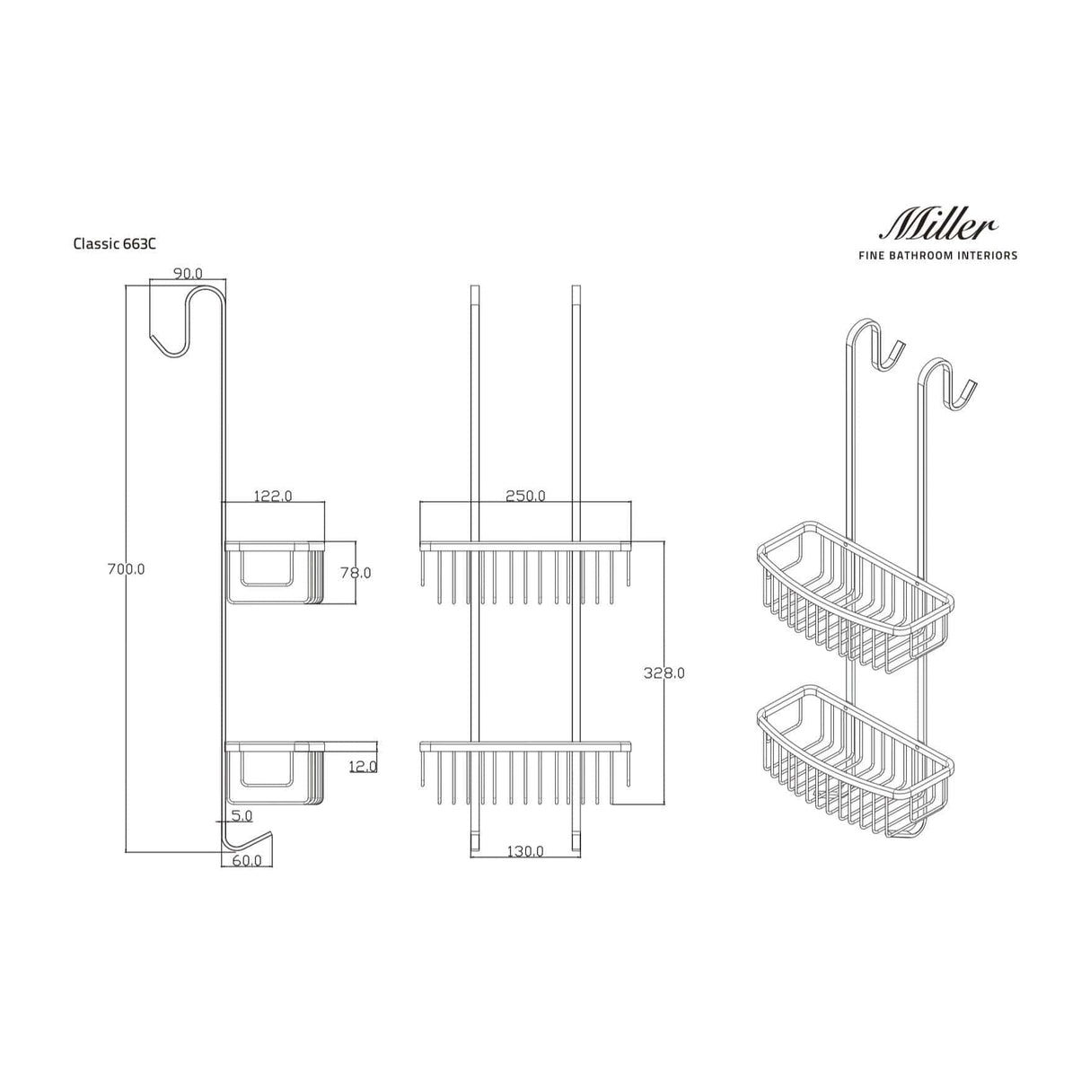 Miller Basket Miller Signature Shower Caddy Basket in Chrome