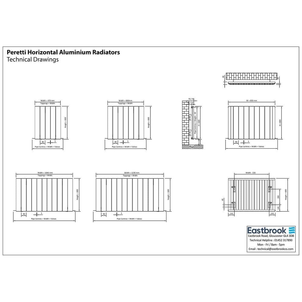 Eastbrook Panel Radiator Eastbrook Peretti Straight Horizontal Aluminum Radiator in Polished Aluminum