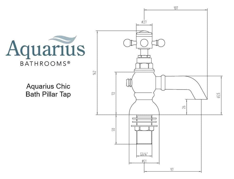 Aqaurius Pillar Bath Tap Aquarius Chic Bath Pillar Taps (Pair)