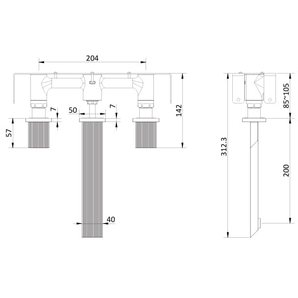 Crosswater Wall Mounted Basin Tap Crosswater Limit 3 Hole Wall Mounted Basin Mixer Tap
