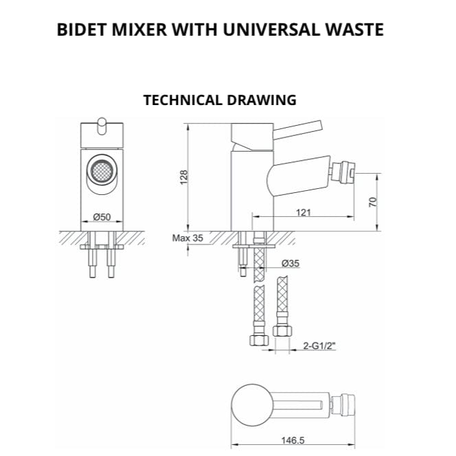 Imex Bidet Tap Imex Arco Mono Bidet Mixer Tap with Clicker Waste in Chrome