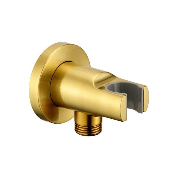 Flova Shower Brackets and Outlets Brushed Gold Flova Levo Round Wall Outlet Elbow with Handset Holder