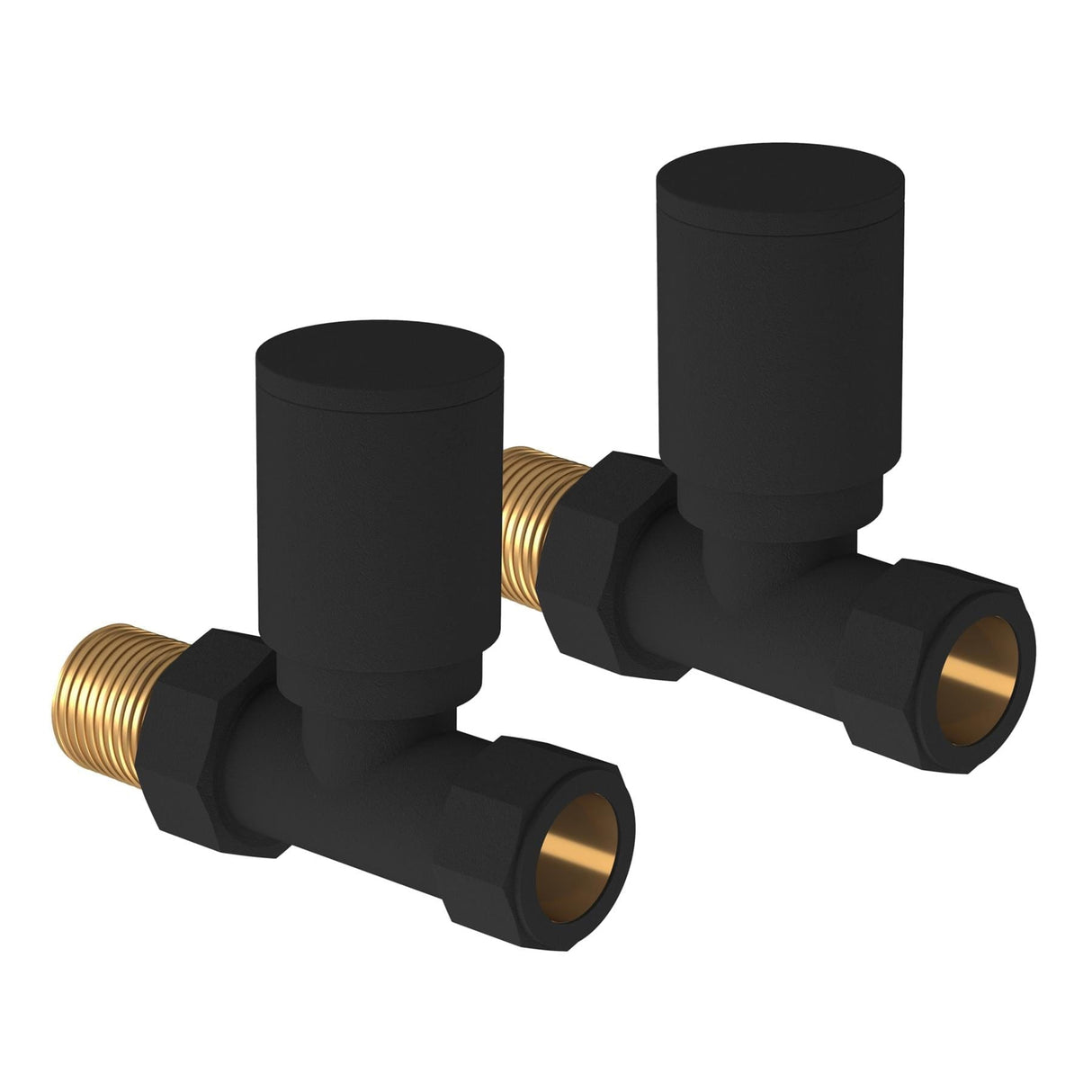 Tissino Radiator Valve Matt Black Tissino Straight Manual Radiator Valves (Pair)