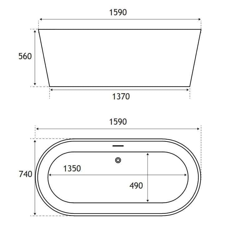 Eastbrook Modern Freestanding Bath Eastbrook Lambeth Freestanding Bath - 1590 x 740mm