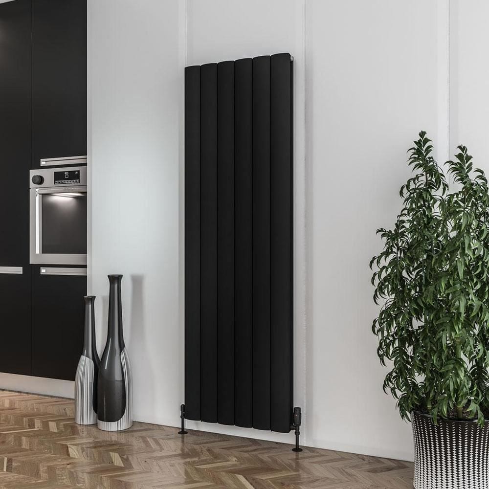 Eastbrook Panel Radiator 1800 x 565mm Eastbrook Guardia Straight Vertical Aluminium Radiator in Matt Black