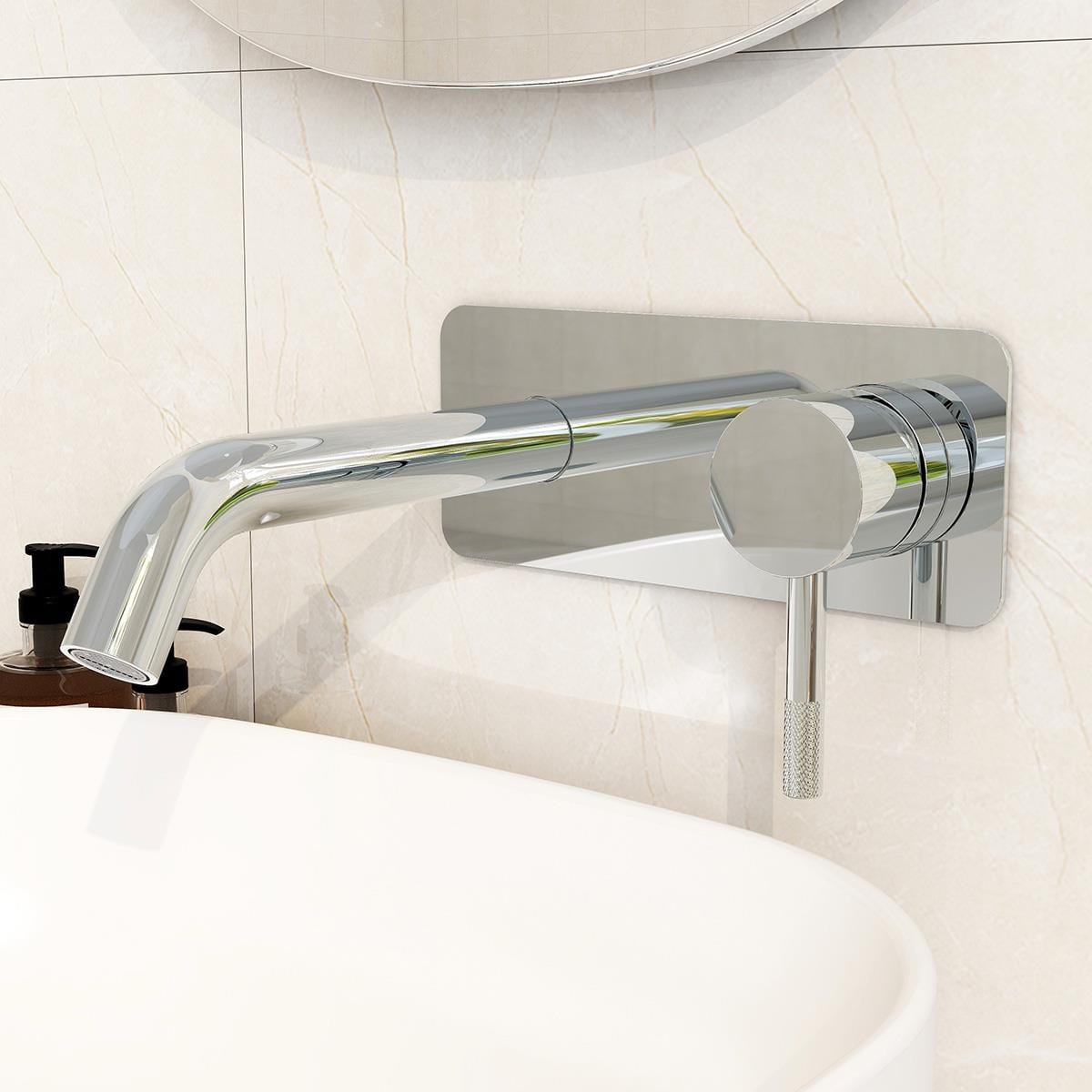Imex Wall Mounted Basin Tap Chrome Imex Ravine 2 Hole Wall Mounted Basin Mixer Tap with Universal Clicker Waste