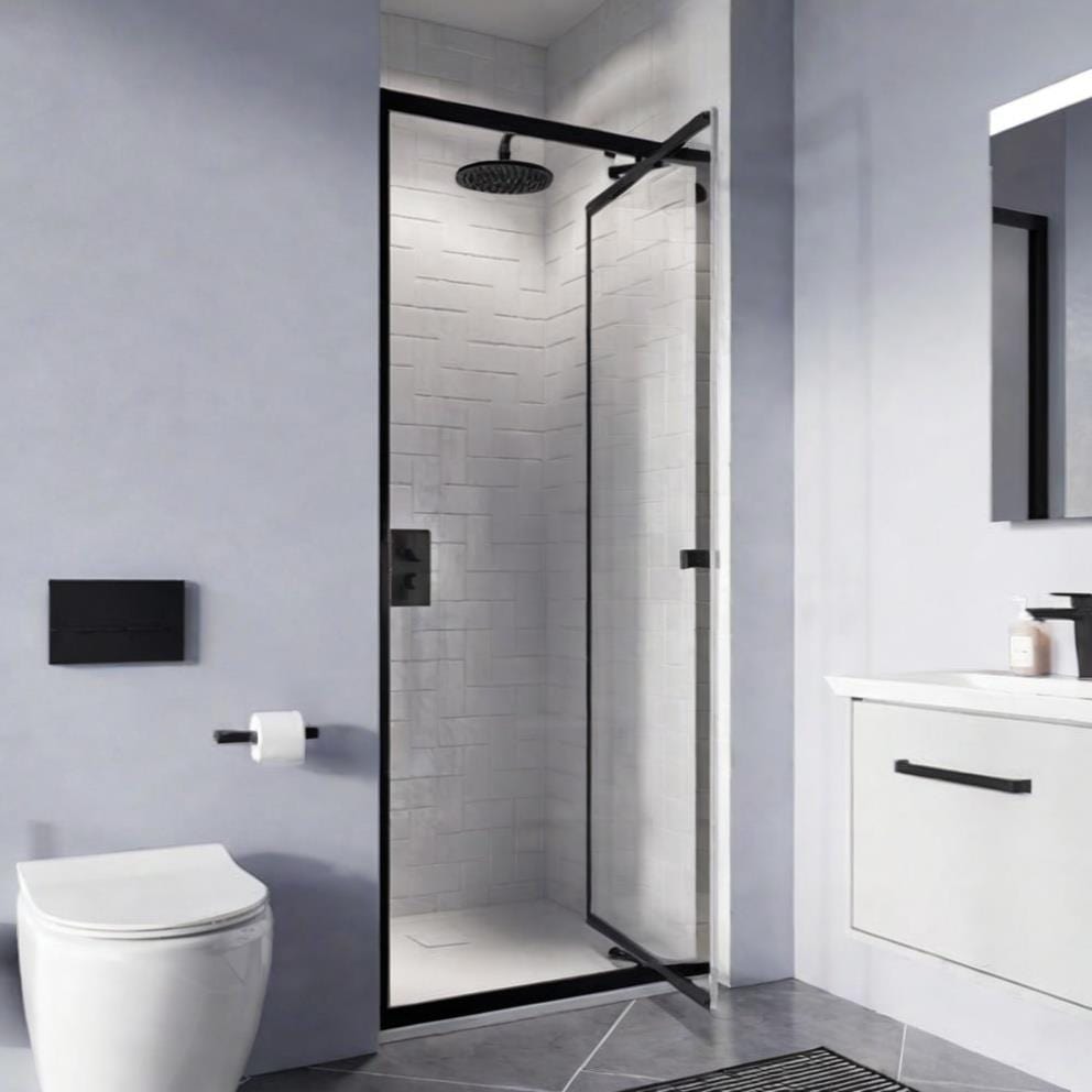 Crosswater In-Fold Shower Door Matt Black / 800mm Crosswater Clear 6 Infold Shower Door