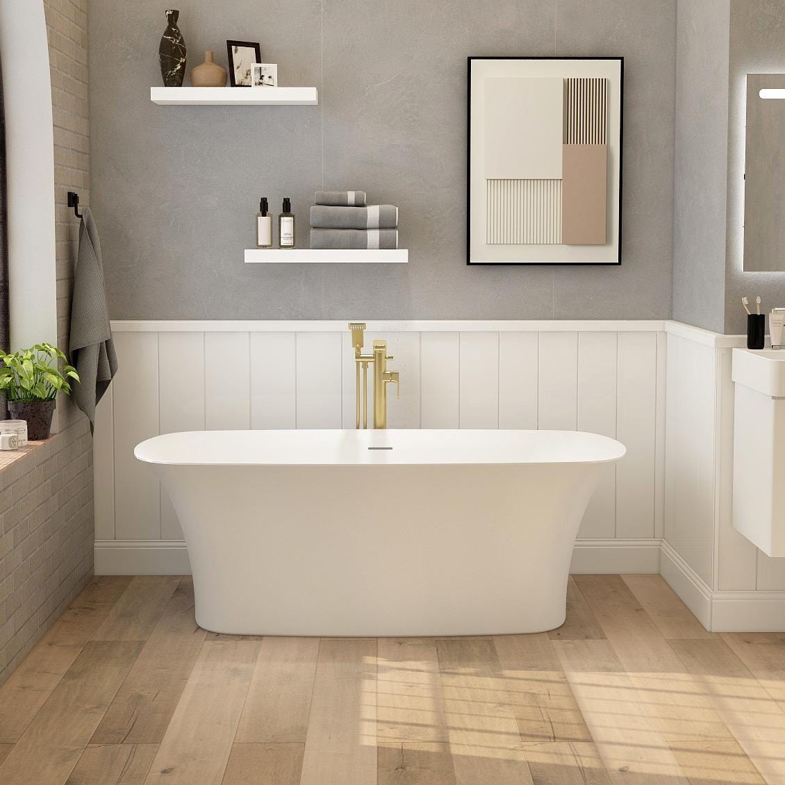 Imex Modern Freestanding Bath White Imex Blade Double Ended Freestanding Bath - 1700 x 800