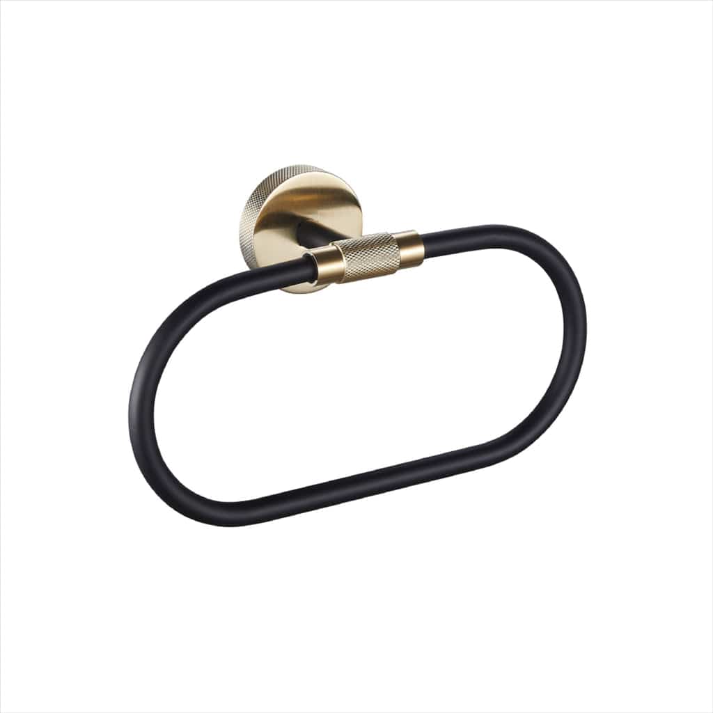 Eastbrook Towel Rails and Rings Eastbrook Catania Towel Ring in Matt Black with Brushed Brass