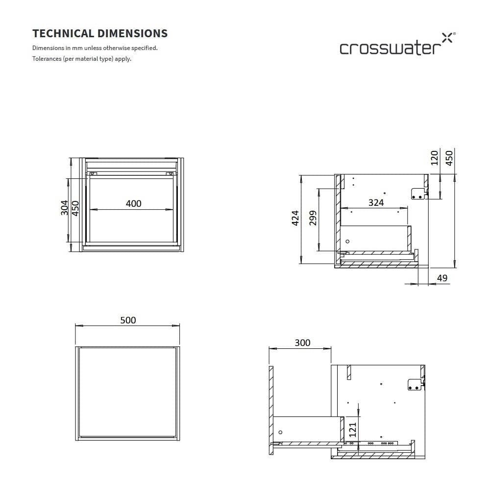 Crosswater Wall Mounted Vanity Unit Crosswater Infinity Wall Mounted Vanity Unit with Worktop