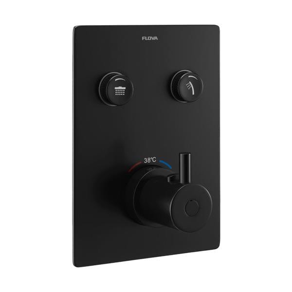 Flova Concealed Shower Valve Matt Black Flova Levo Square 2 Outlet GoClick Finishing Set