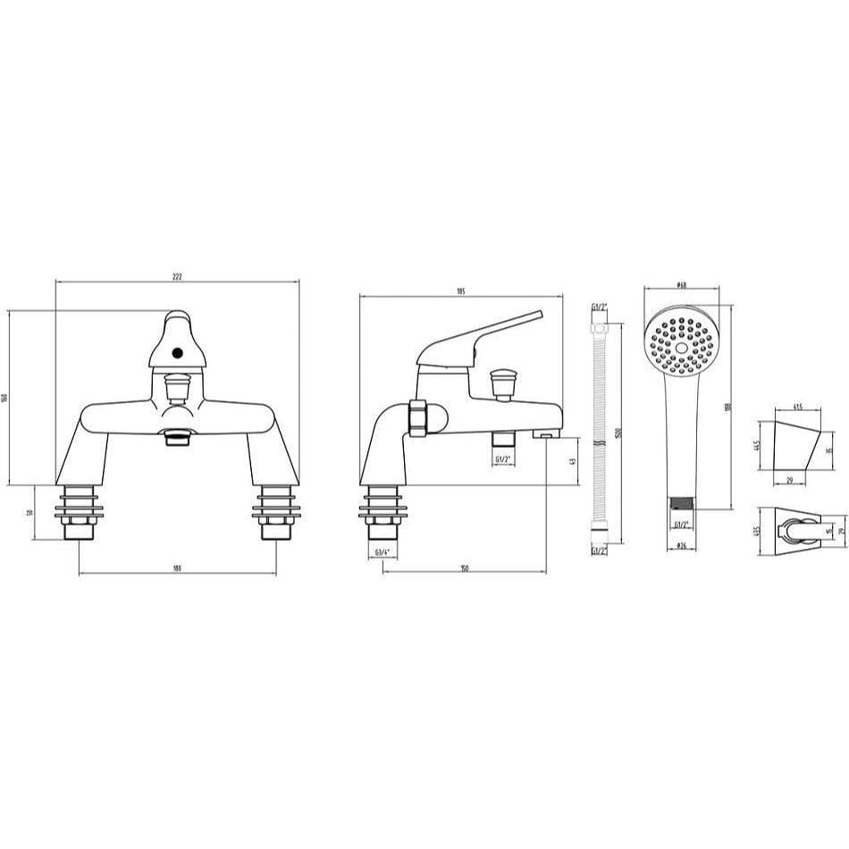 Aquarius Bath Shower Mixer Aquarius QualEco Bath Shower Mixer Tap with Kit in Chrome