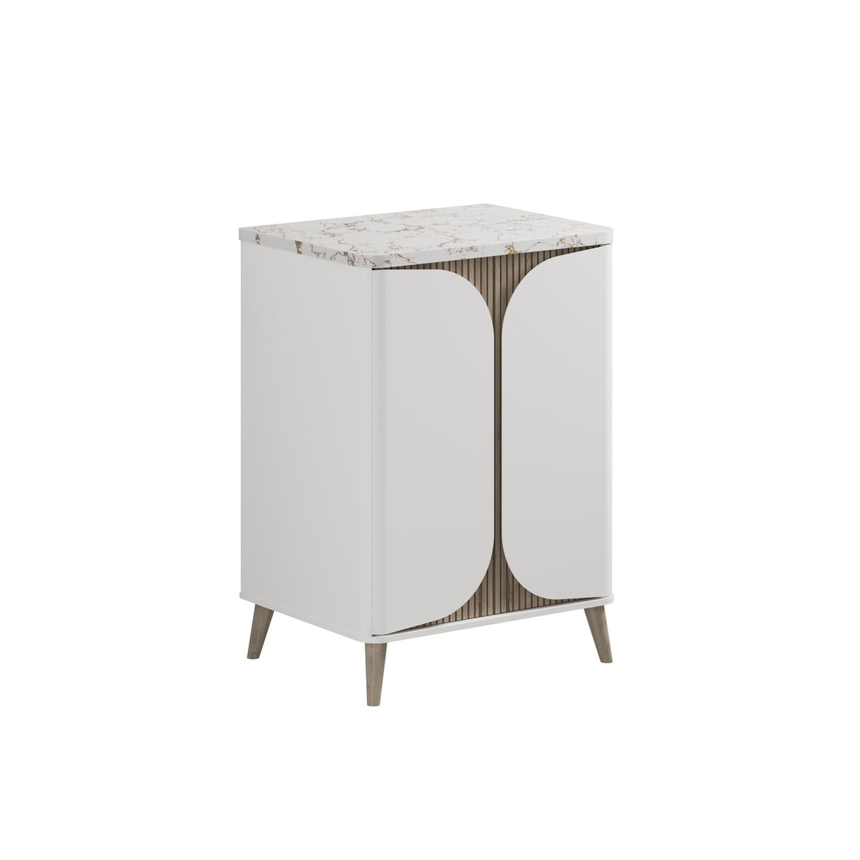 Crosswater Floor Standing Vanity Unit Matt White / Crosswater Tambour Worktop - Gold Vein Estatuario Crosswater Tambour Vanity Unit with Basin or Worktop - 600mm - Two Door - Floor Standing