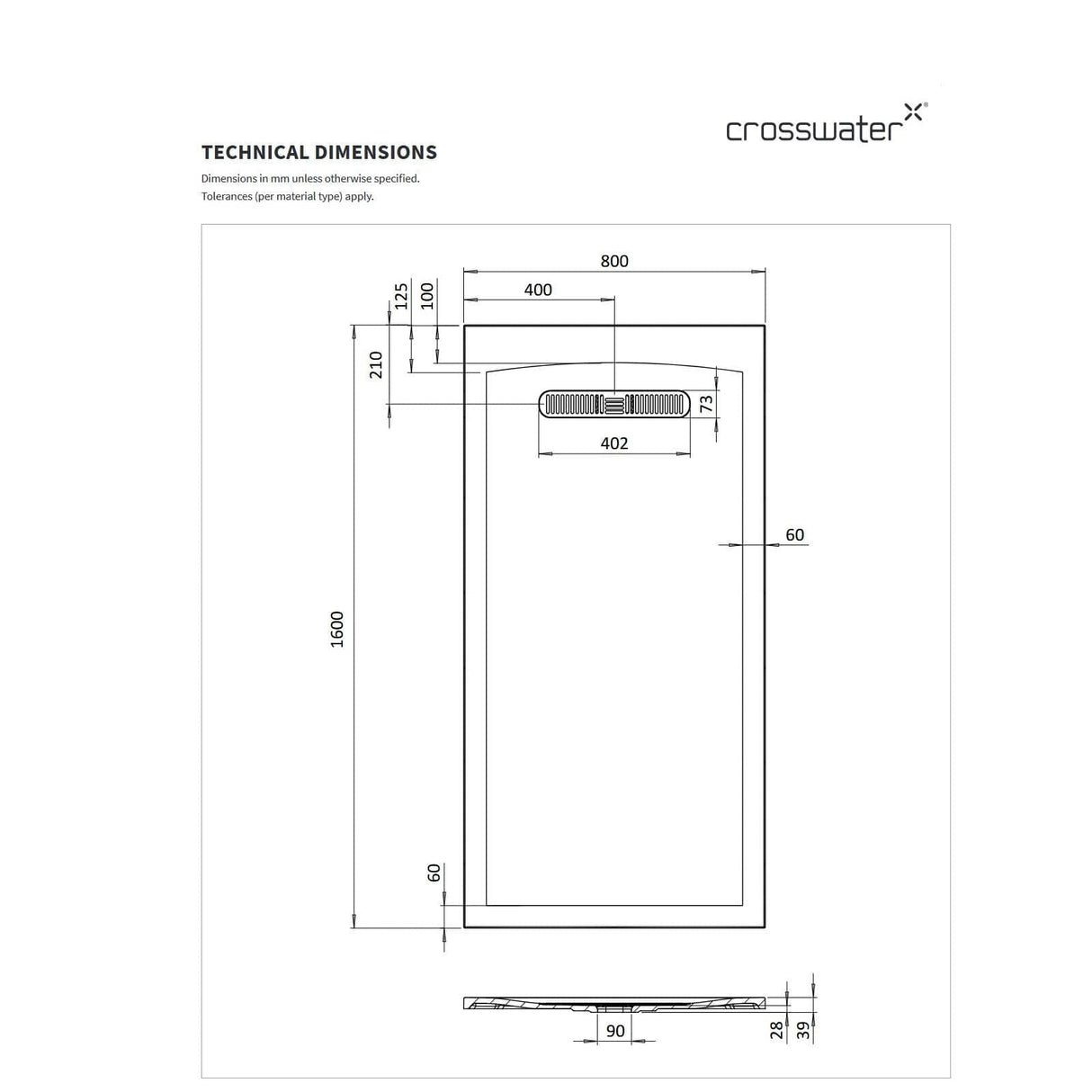 Crosswater Rectangle Shower Tray Crosswater Vito Rectangle 25mm Stone Resin Shower Tray