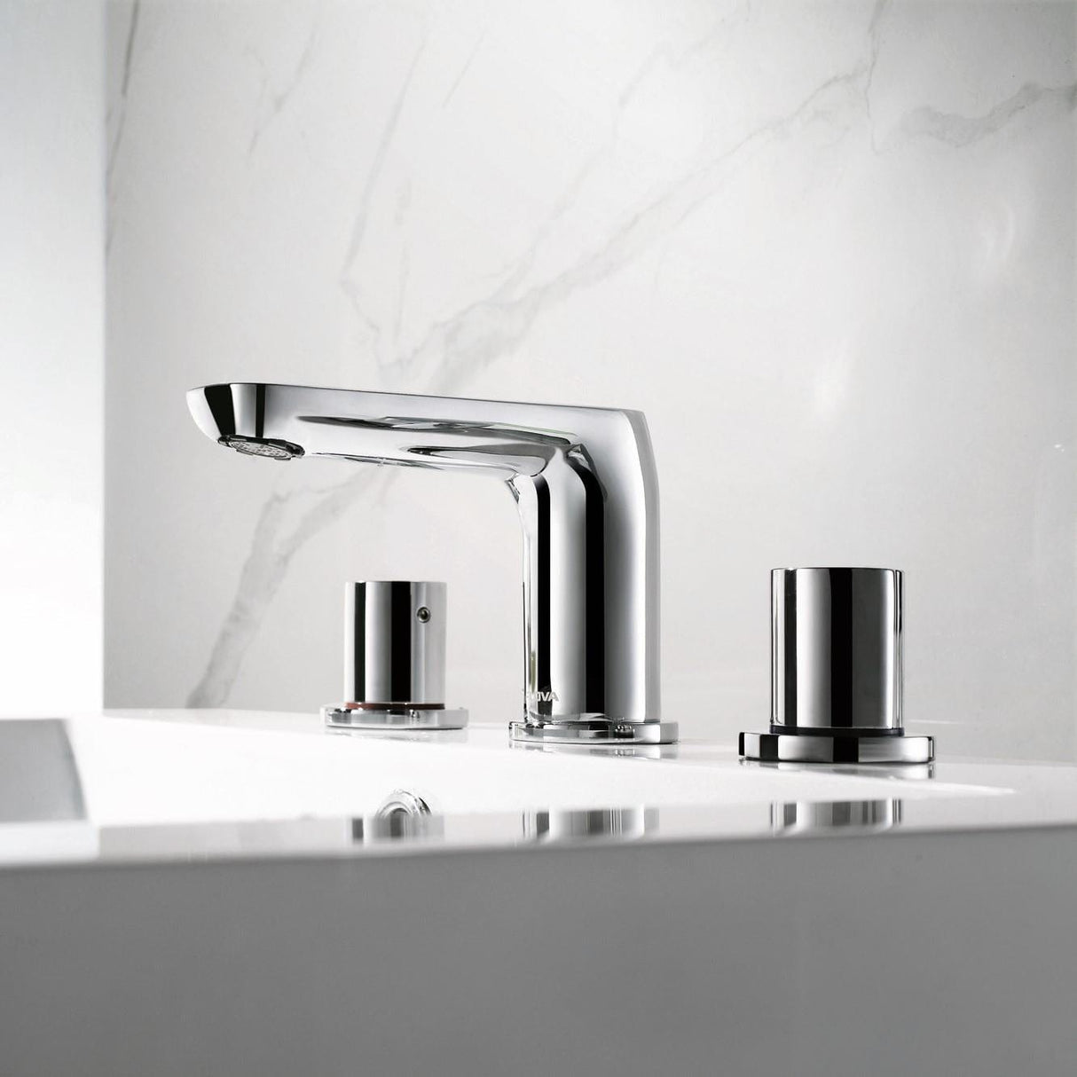 Flova 3 Tap Hole Basin Set Flova Allore 3 Hole Basin Mixer Tap with Clicker Waste in Diamond Chrome