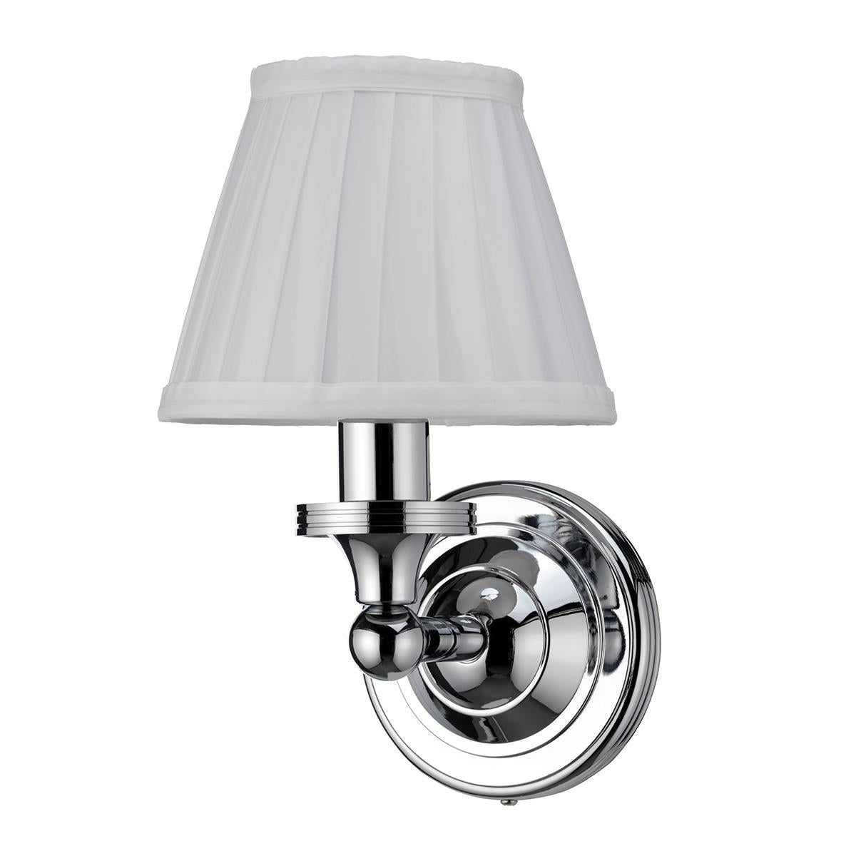 Burlington LED Round Bathroom Wall Light with White Fine Pleated Shade