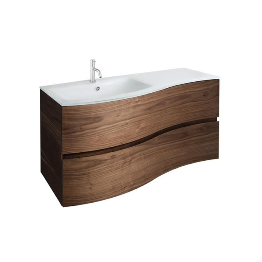 Crosswater Wall Mounted Vanity Unit American Walnut / 1000mm / Ice White Basin - 1 Tap Hole Crosswater Svelte Wall Hung Vanity Unit with Basin