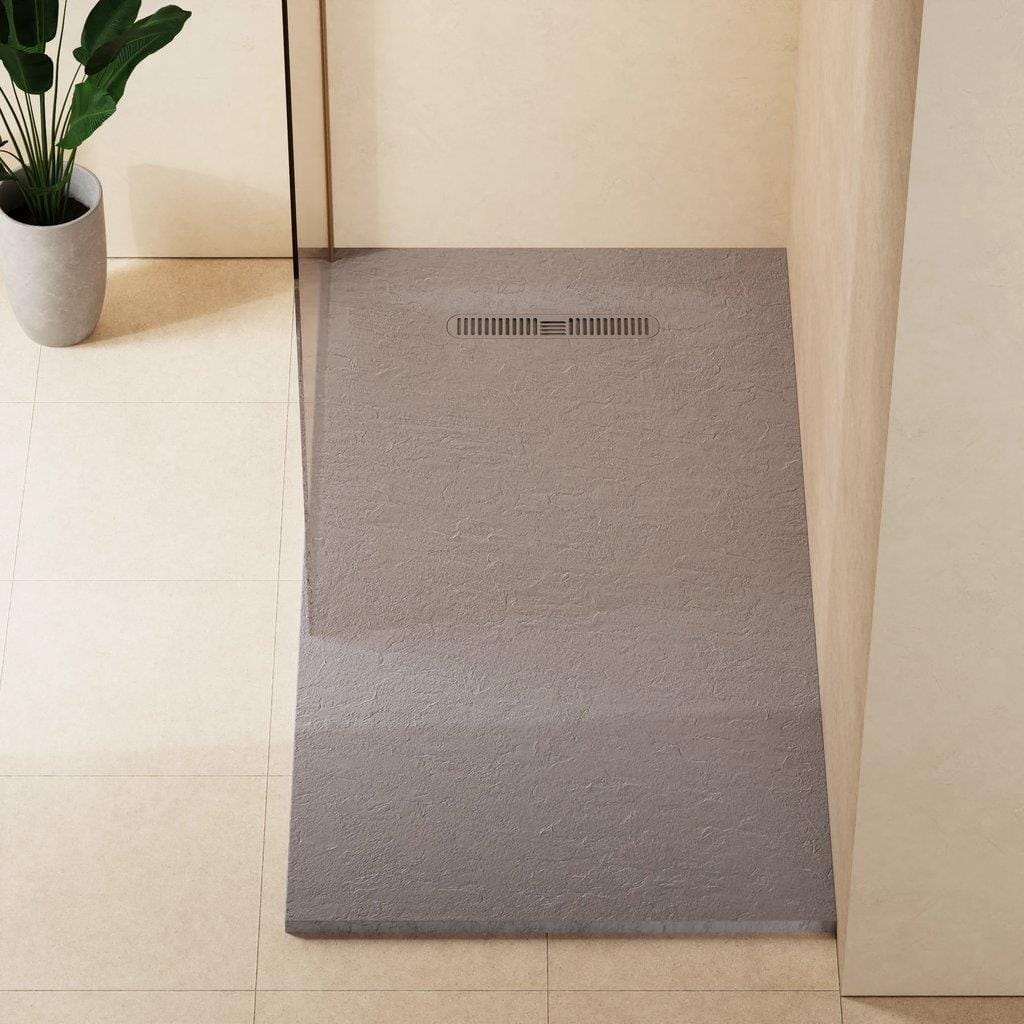 Crosswater Rectangle Shower Tray Light Grey / 900 x 1700 Crosswater Vito Textured Rectangle Shower Tray with Waste