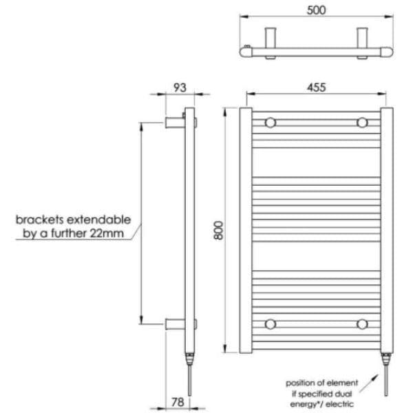 Vogue Vogue Focus Straight Towel Rail in Chrome