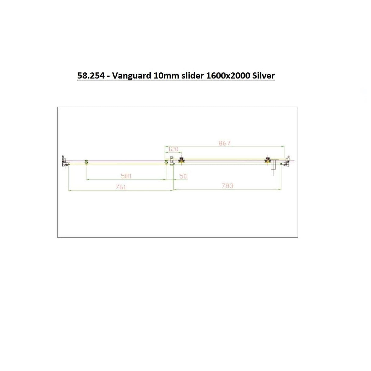 Eastbrook Sliding Shower Door 1600mm Eastbrook Vanguard 10mm Sliding Shower Door