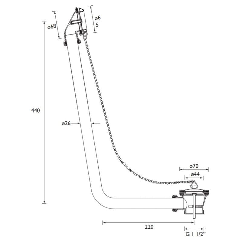 Heritage Exposed Bath Waste Heritage Exposed Bath Waste with Stowaway Plug and Chain
