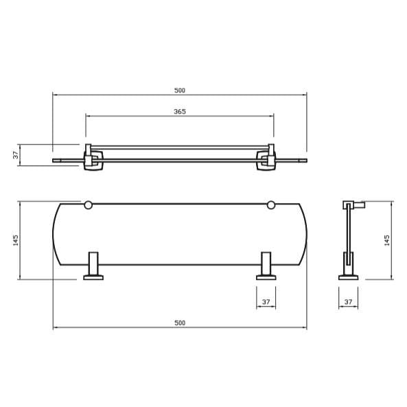 Miller Shelf Miller Denver Glass Shelf with Guard Rail in Chrome