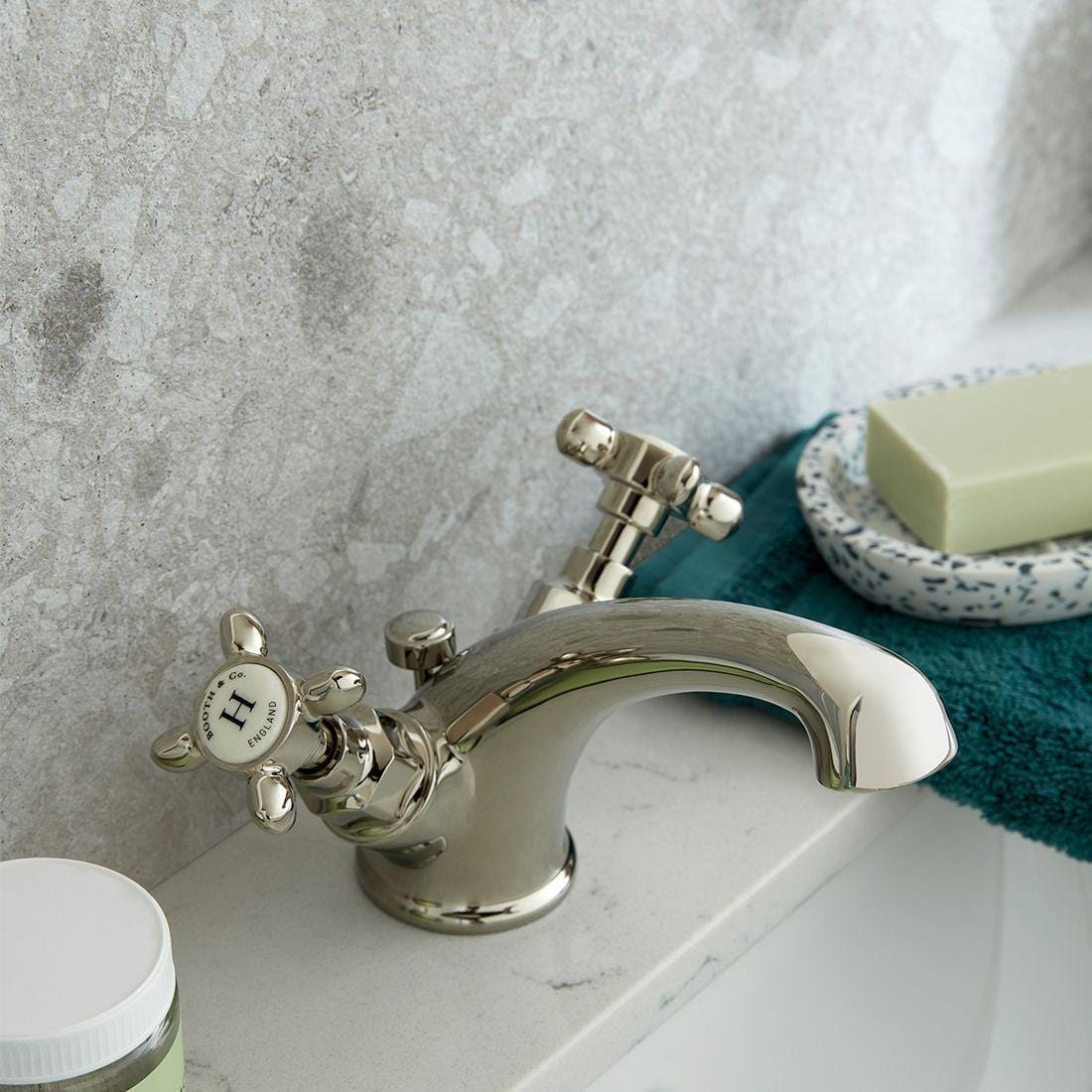 Vado Mono Basin Tap Bright Nickel / Yes Booth & Co. Axbridge Mono Basin Mixer Tap