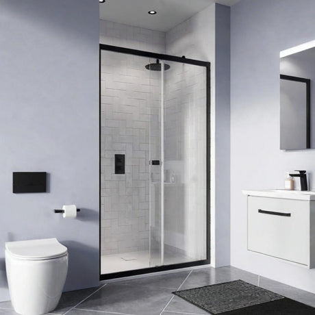 Crosswater Sliding Shower Door Matt Black / 1400mm Crosswater Clear 6 Single Sliding Shower Door