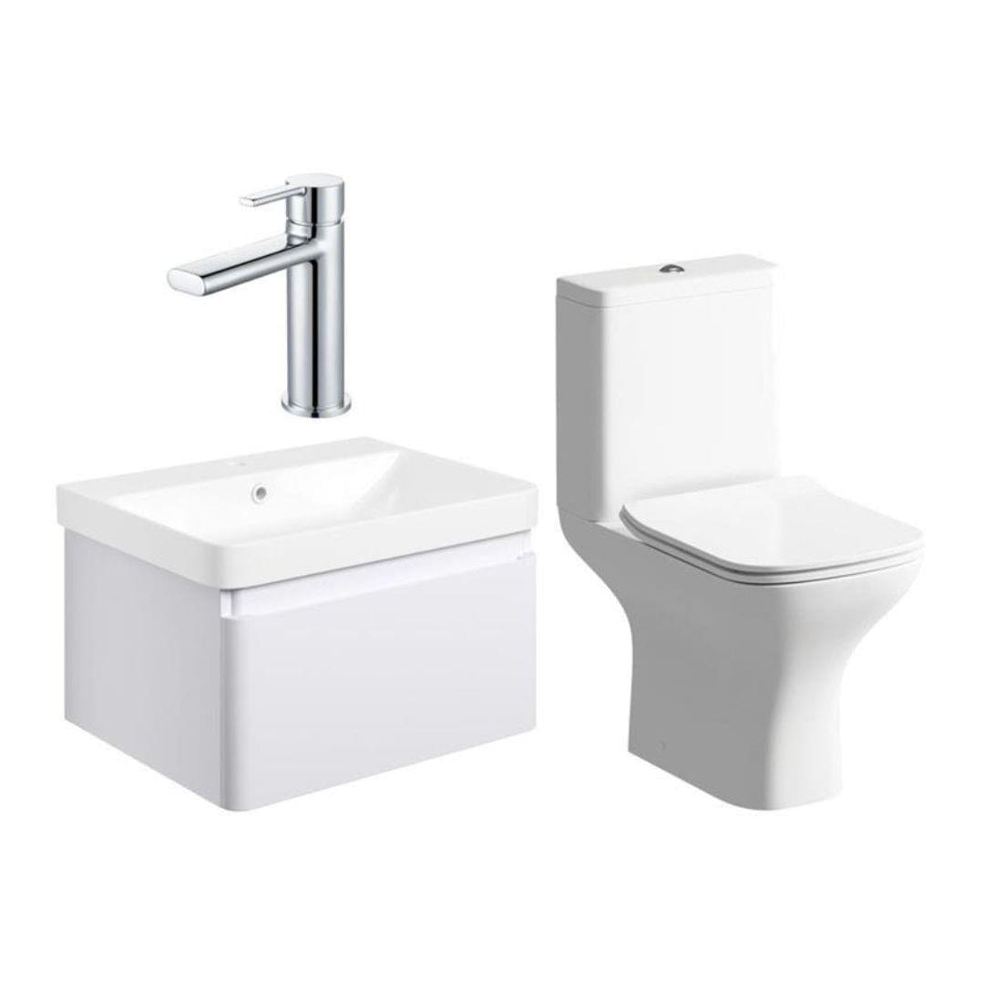 Aquarius Combination Toilet and Sink Matt White / Chrome Aquarius Sophie 605mm Vanity Unit and WC Set with Finishes