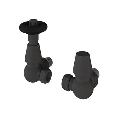 Eastbrook Radiator Valve Matt Anthracite Eastbrook Traditional Corner Thermostatic Radiator Valve with Lockshield (Pair)