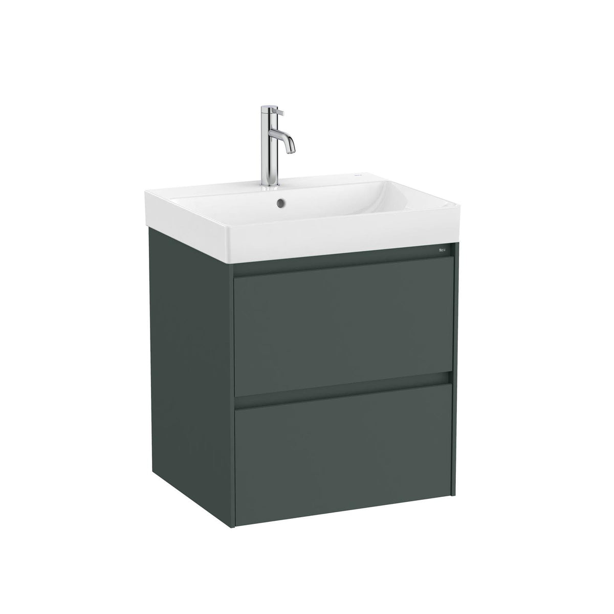 Roca Wall Mounted Vanity Unit Matt Green Roca Ona 550mm Wall Mounted Two Drawer Vanity Unit with Basin