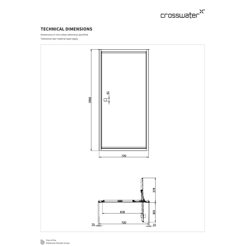 Crosswater In-Fold Shower Door Crosswater Clear 6 Infold Shower Door