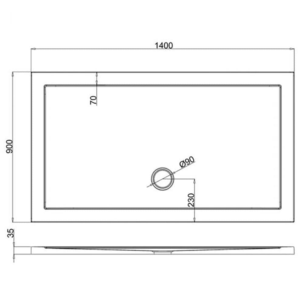 Crosswater Rectangle Shower Tray Crosswater 35mm Anti Slip Acrylic Shower Tray