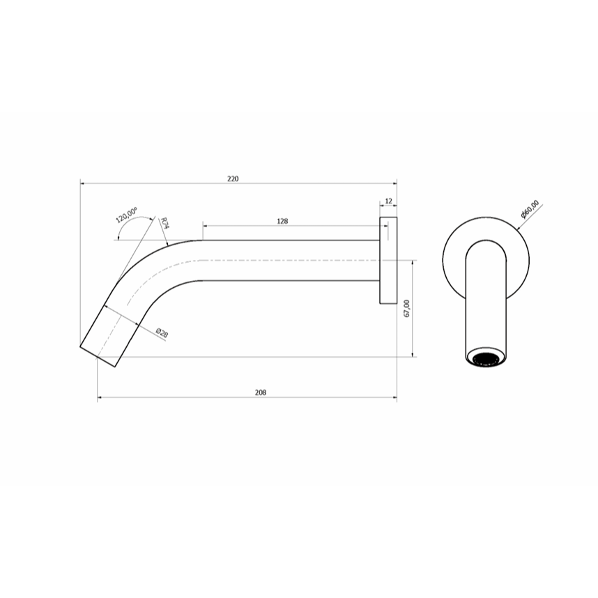 Crosswater MPRO Sensor Wall Mounted 220mm Basin Spout