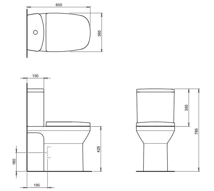 Britton Close Coupled Toilet Britton MyHome Close Coupled Open Back Toilet with Soft Close Seat