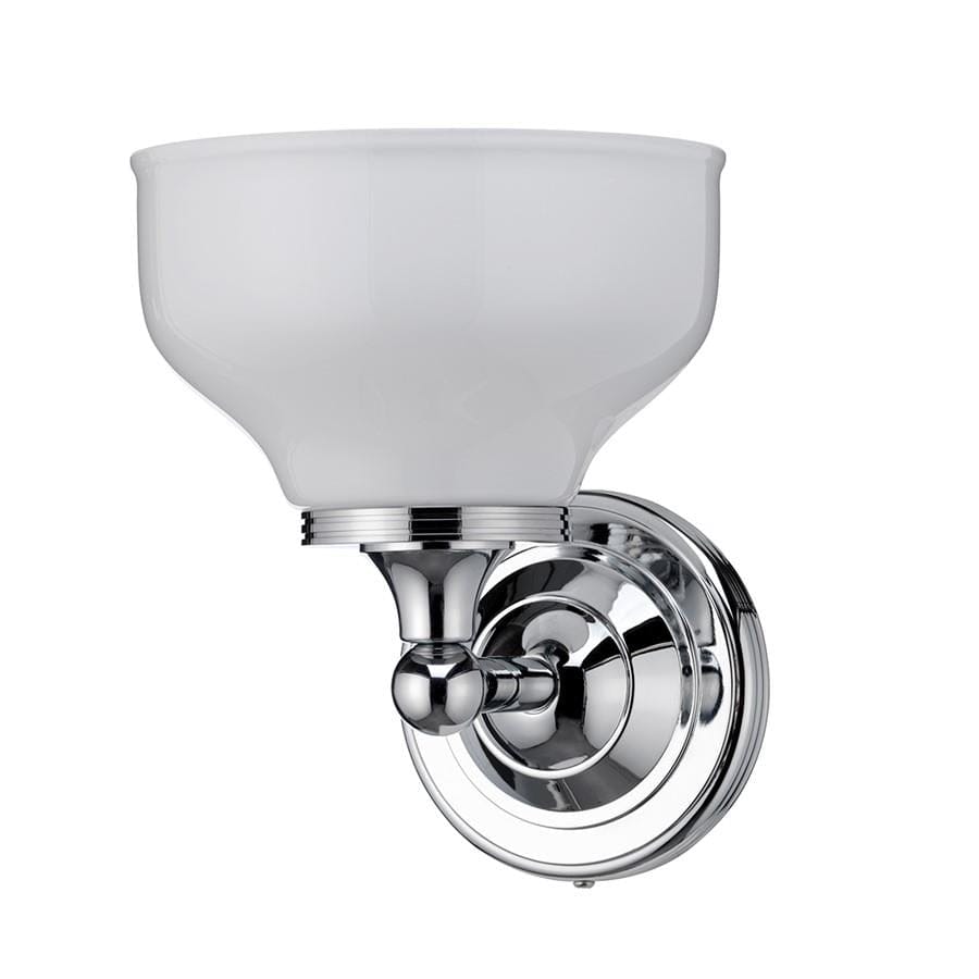 Burlington Bathroom Lighting Burlington LED Round Bathroom Wall Light With Chrome Base and Opal Glass Shade