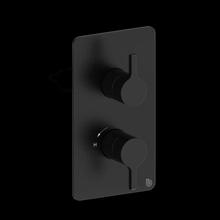 Britton Concealed Shower Valve Matt Black Britton Hoxton 2.0 1 Outlet, 2 Handle Concealed Thermostatic Shower Valve