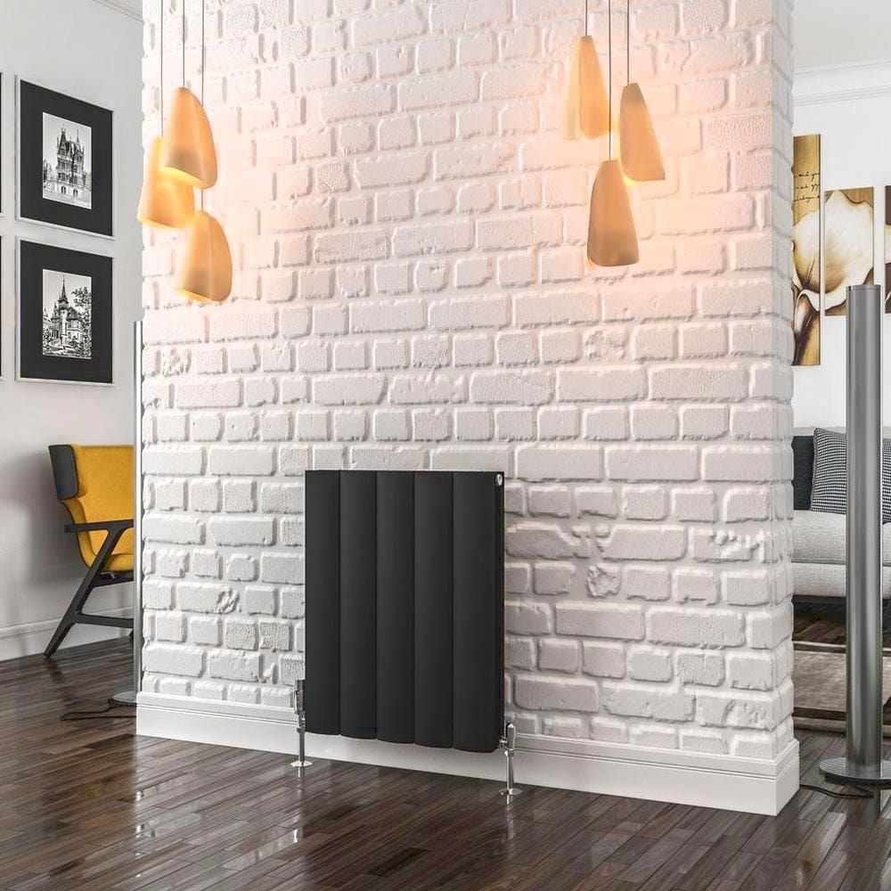 Eastbrook Panel Radiator 600 x 470 / Electric Only Eastbrook Guardia Straight Horizontal Aluminium in Matt Black