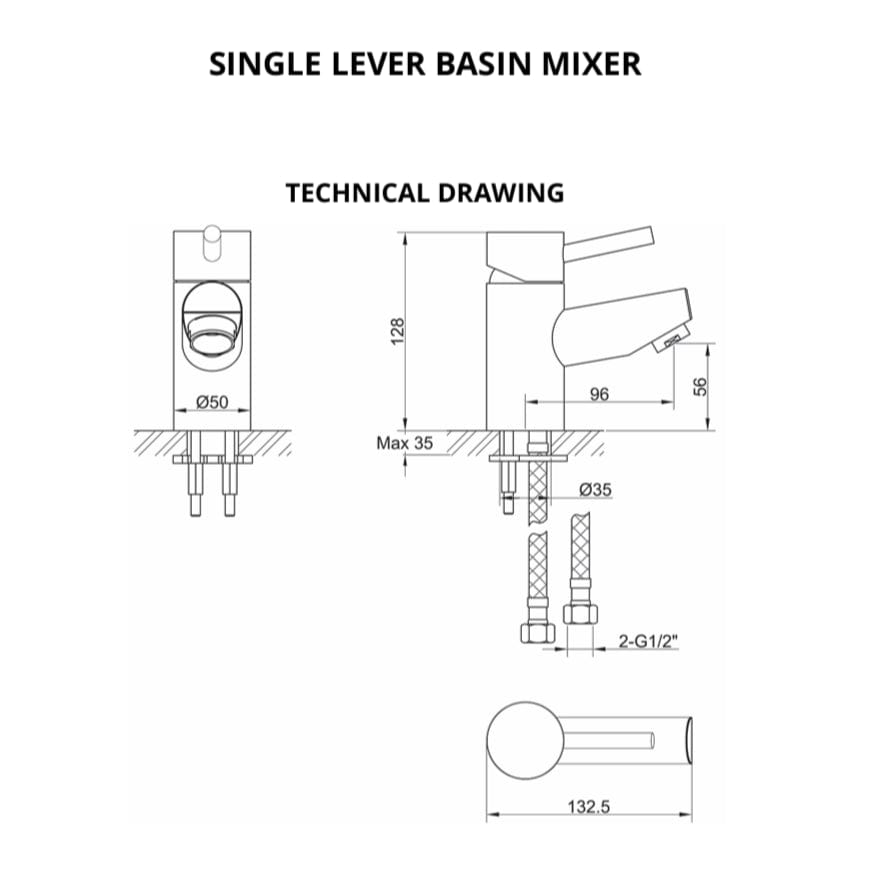 Imex Mono Basin Tap Imex Arco Basin Mixer Tap with Universal Waste in Chrome