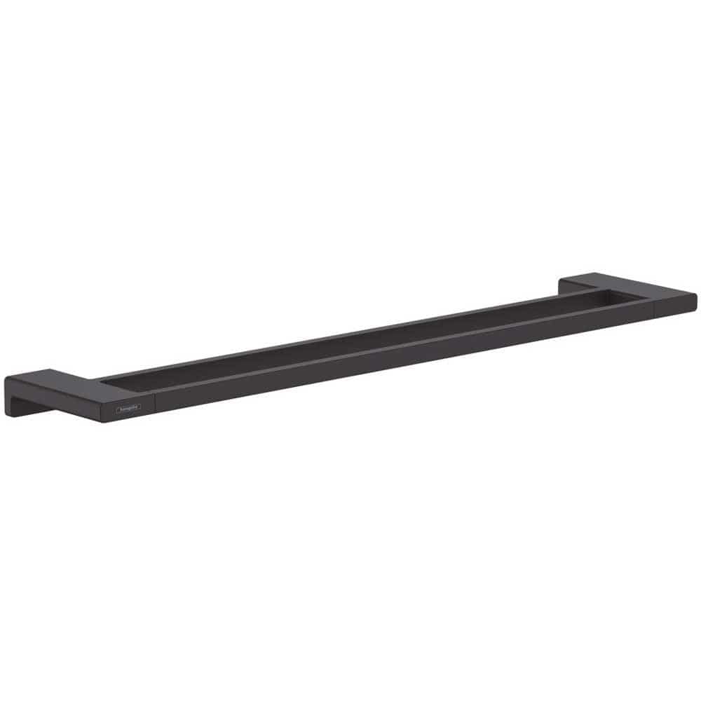 UK Bathroom Store Towel Rails and Rings Matt Black Hansgrohe Addstoris Double Bath Towel Rail