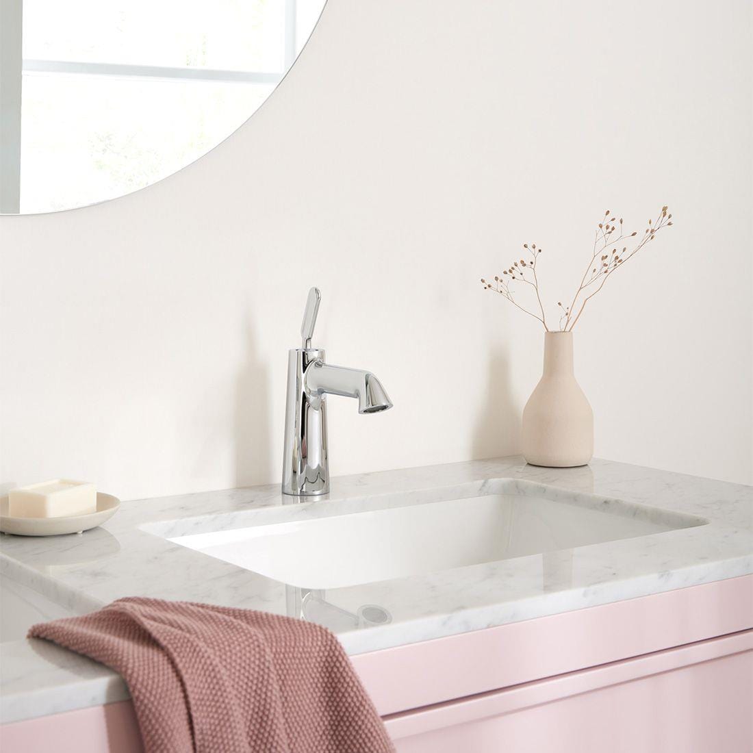 VADO Mono Basin Tap Vado Arrondi Mini Mono Basin Mixer Tap with Universal Waste in Chrome