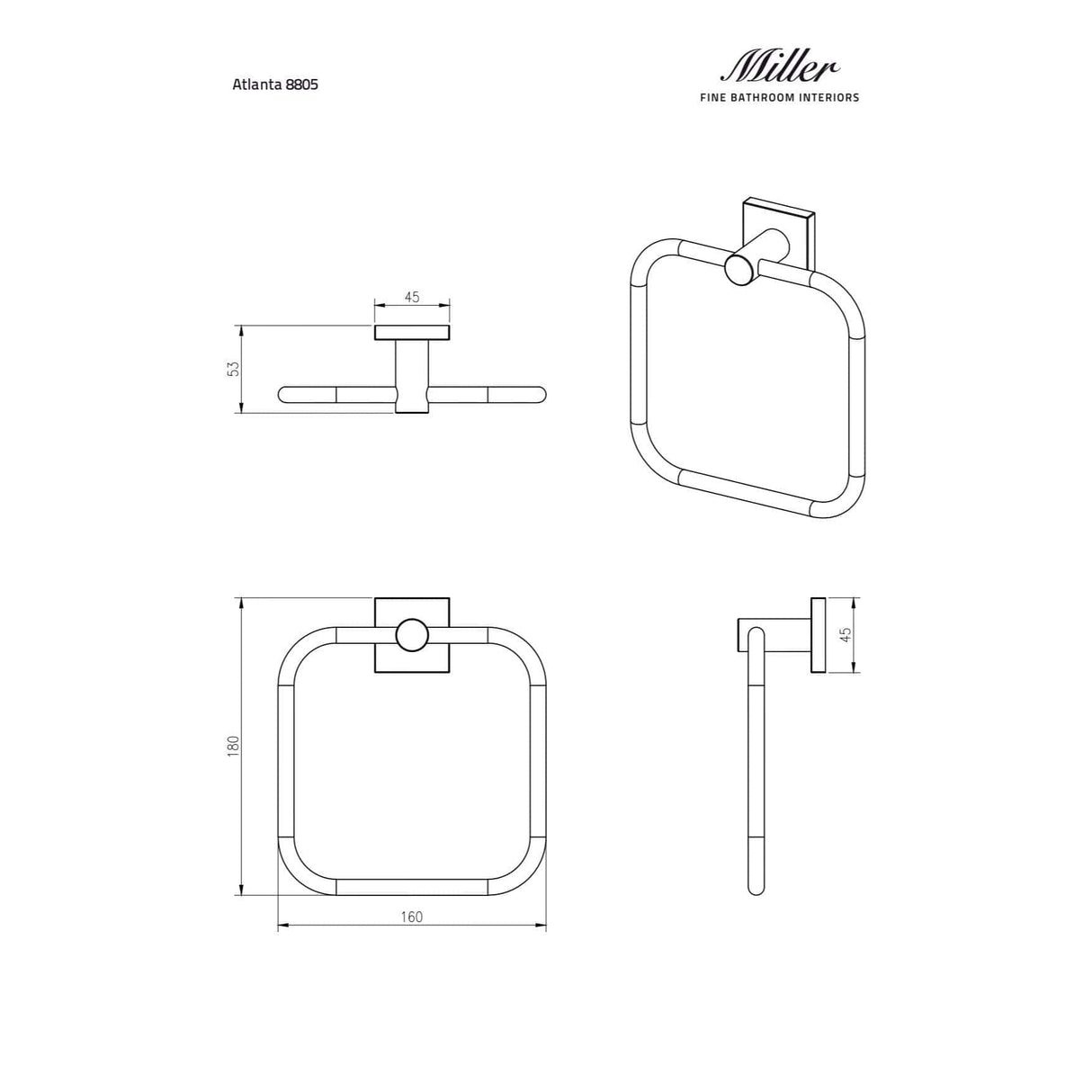 Miller Towel Rails and Rings Miller Atlanta Towel Ring