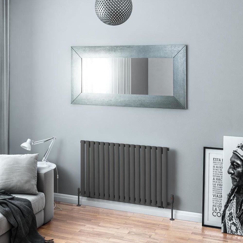 Eastbrook Panel Radiator 600 x 1002mm Eastbrook Tunstall Straight Horizontal Designer Radiator in Matt Anthracite