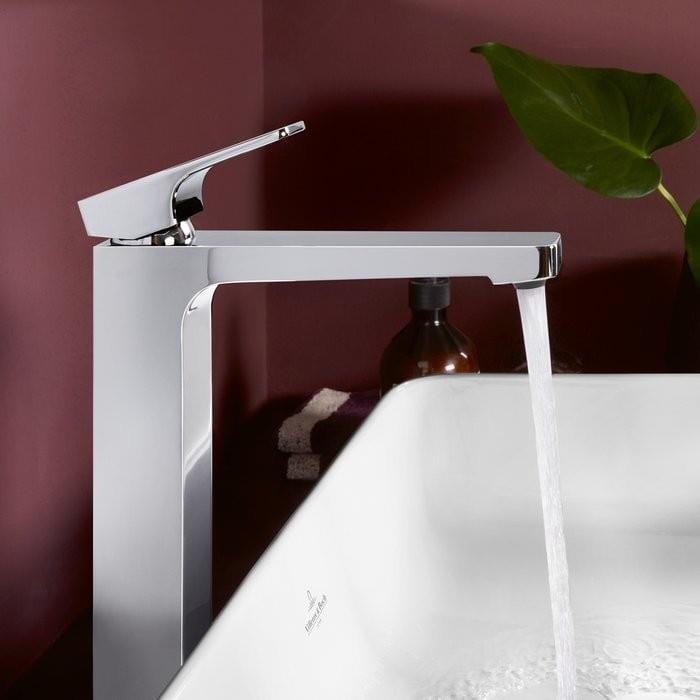 Villeroy & Boch Tall Basin Tap Villeroy & Boch Architectura Square Tall  Basin Mixer Tap with Pop-Up Waste